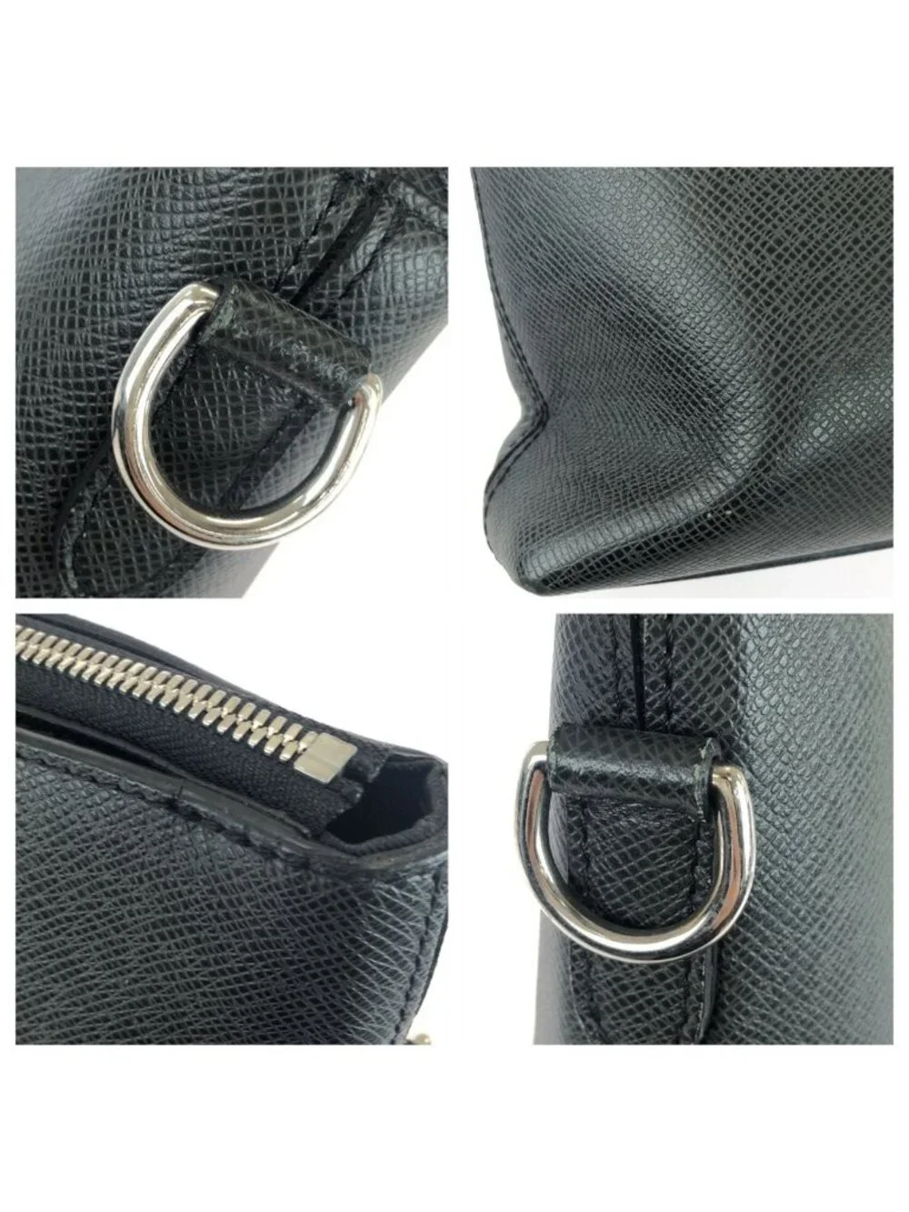 Louis Vuitton Taiga Anton Black Silver Leather Business Briefcase